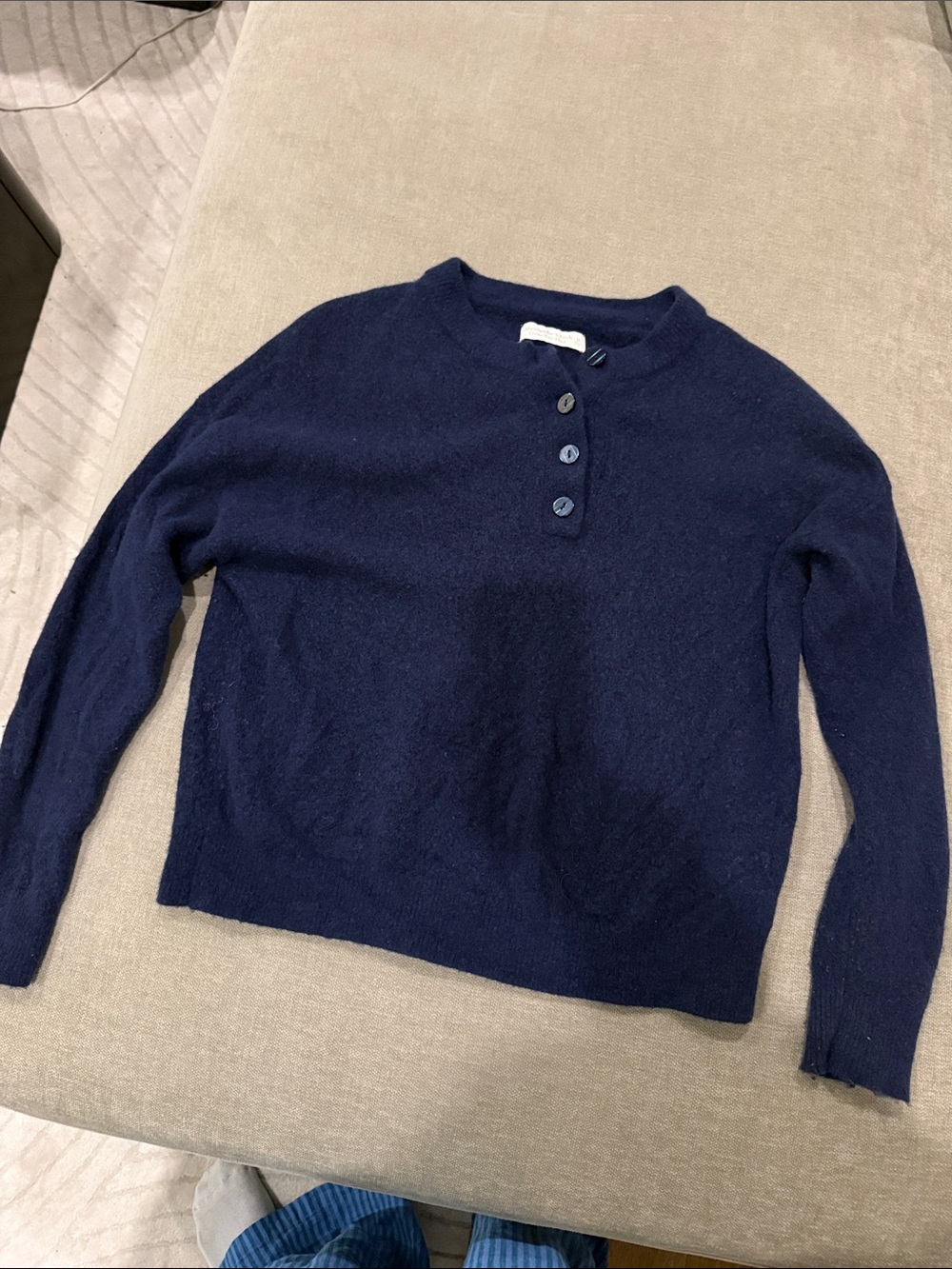 Abercrombie & Fitch Navy Three-Button Crew Sweater